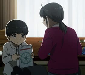 Kaneki showing his mom something